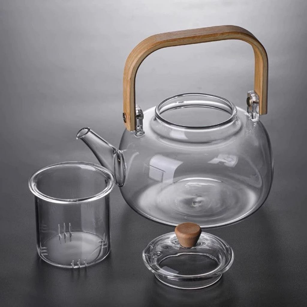 Glass Teapot With Infuser,Stove top & Microwave Safe Glass Borosilicate Glass
