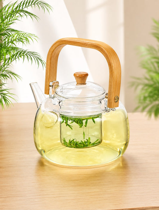 Glass Teapot With Infuser,Stove top & Microwave Safe Glass Borosilicate Glass