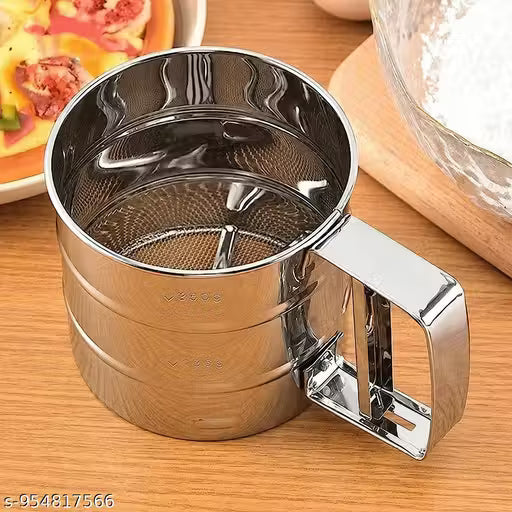 Flour Sifter Hand Press | Stainless Steel Atta Chhani | Corrosion-Resistant Large Capacity Flour Sieve | Perfect for Sugar, Flour, Coffee Powder | Atta Chalni