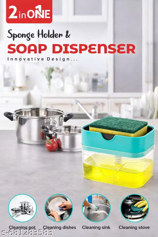 2-in-1 Soap Dispenser with Sponge Holder